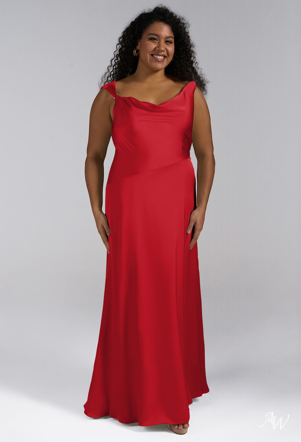 AW Meggie Tango Red Satin Charmeuse Bridesmaid Dresses image5